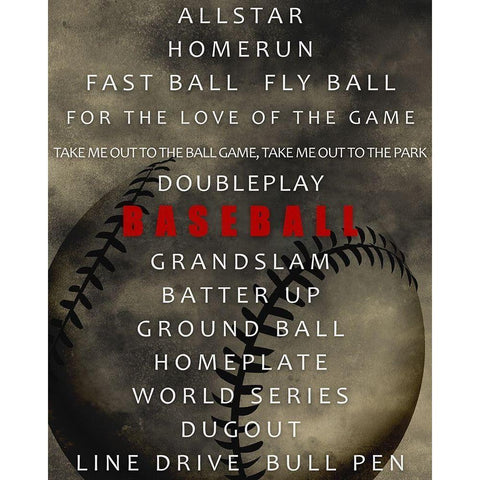 Baseball Black Modern Wood Framed Art Print with Double Matting by Allen, Kimberly