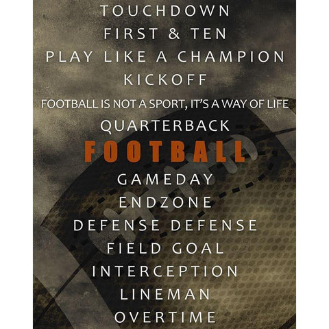 Football Black Modern Wood Framed Art Print with Double Matting by Allen, Kimberly