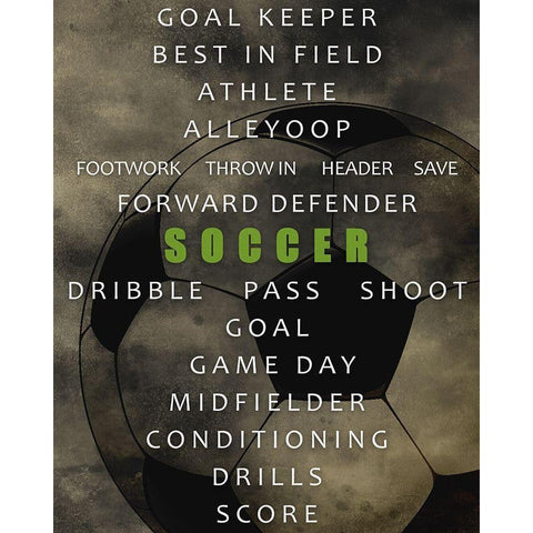 Soccer Black Modern Wood Framed Art Print with Double Matting by Allen, Kimberly