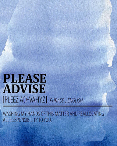 Please Advise Watercolor Blue White Modern Wood Framed Art Print with Double Matting by Allen, Kimberly