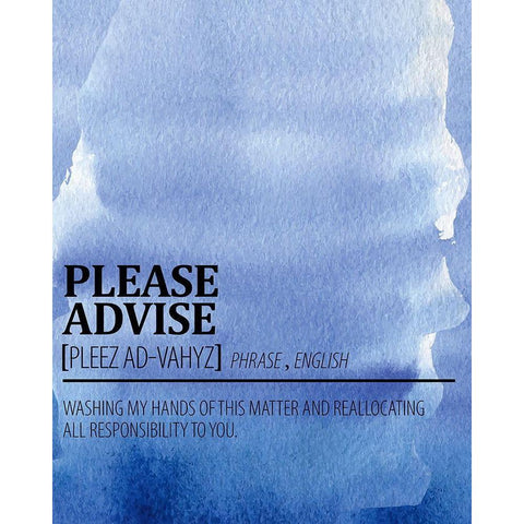 Please Advise Watercolor Blue Black Modern Wood Framed Art Print with Double Matting by Allen, Kimberly