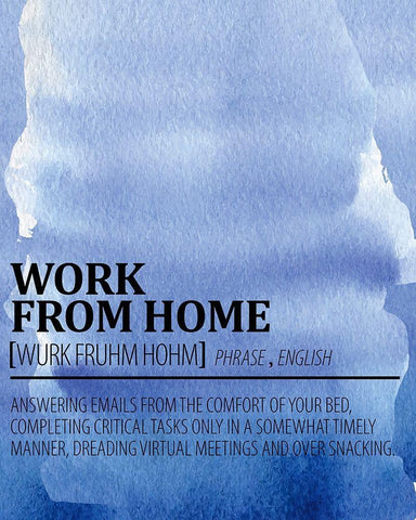 Work from Home Watercolor Blue White Modern Wood Framed Art Print with Double Matting by Allen, Kimberly