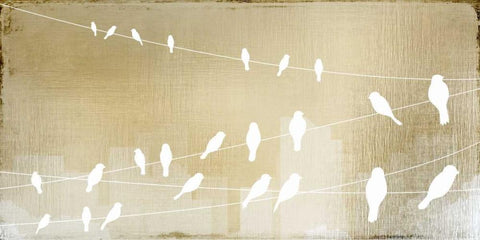 Birds on a Wire Black Ornate Wood Framed Art Print with Double Matting by Allen, Kimberly