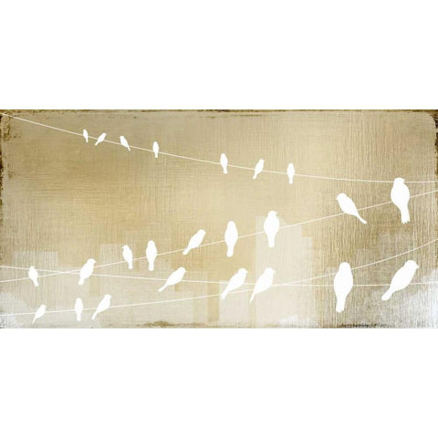 Birds on a Wire Black Modern Wood Framed Art Print with Double Matting by Allen, Kimberly