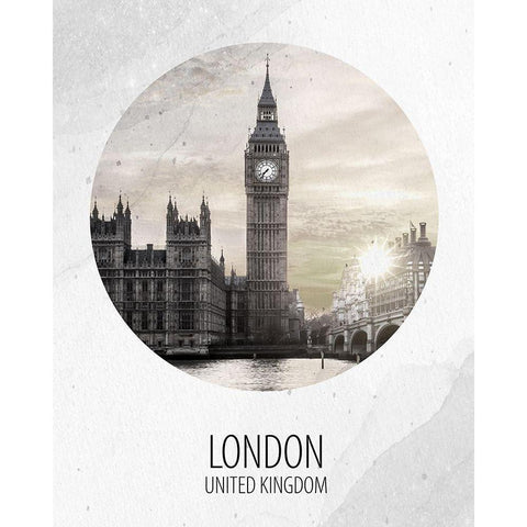 London UK White Modern Wood Framed Art Print by Allen, Kimberly