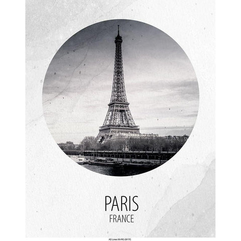 Paris France Black Modern Wood Framed Art Print with Double Matting by Allen, Kimberly