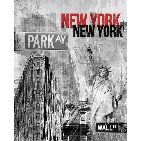 NY Park Ave Black Modern Wood Framed Art Print with Double Matting by Allen, Kimberly