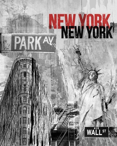 NY Park Ave White Modern Wood Framed Art Print with Double Matting by Allen, Kimberly