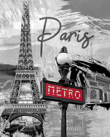 Paris Metro Black Ornate Wood Framed Art Print with Double Matting by Allen, Kimberly