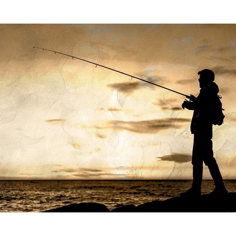 Fishing Silhouette Black Modern Wood Framed Art Print by Allen, Kimberly