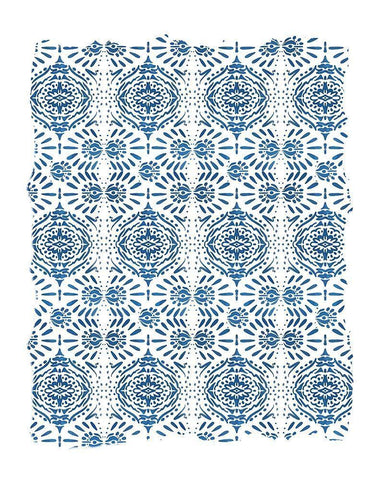 Ikat Blue 1 Black Ornate Wood Framed Art Print with Double Matting by Allen, Kimberly