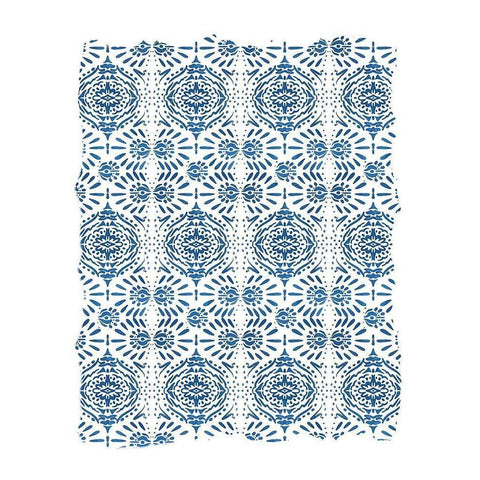 Ikat Blue 1 Black Modern Wood Framed Art Print with Double Matting by Allen, Kimberly