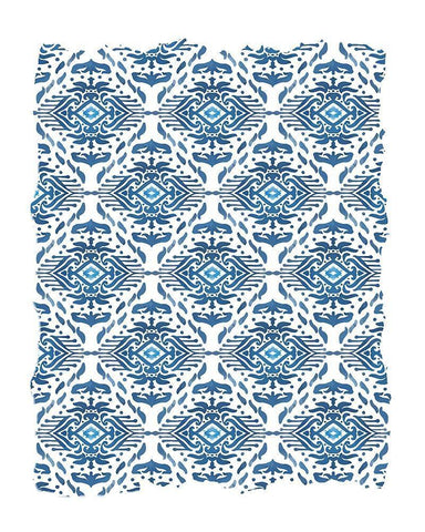 Ikat Blue 2 Black Ornate Wood Framed Art Print with Double Matting by Allen, Kimberly