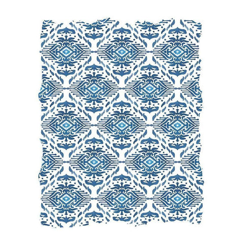 Ikat Blue 2 Gold Ornate Wood Framed Art Print with Double Matting by Allen, Kimberly