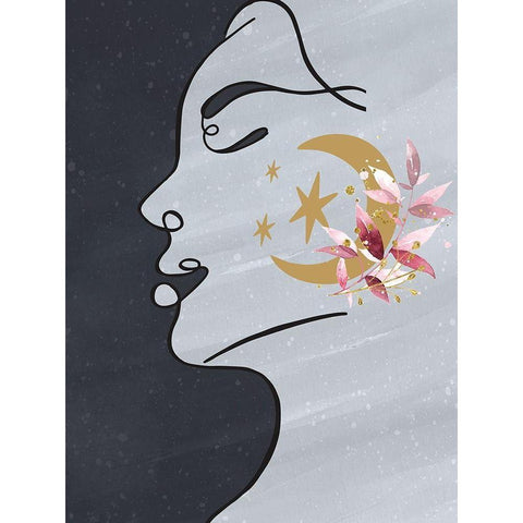 Moon Girl Gold Ornate Wood Framed Art Print with Double Matting by Allen, Kimberly
