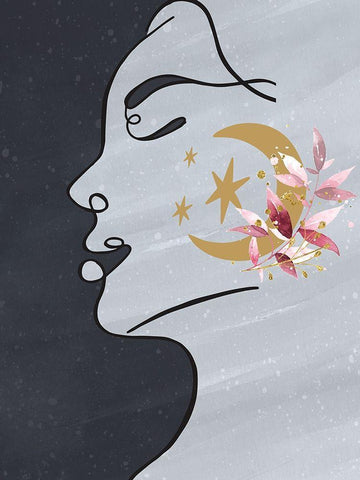 Moon Girl White Modern Wood Framed Art Print with Double Matting by Allen, Kimberly