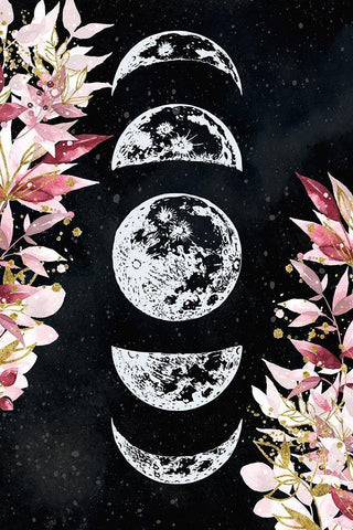 Moon Phases Black Ornate Wood Framed Art Print with Double Matting by Allen, Kimberly