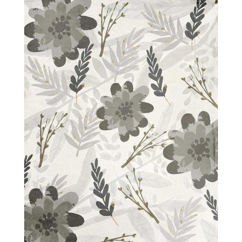 Flower Pattern Grey Black Modern Wood Framed Art Print with Double Matting by Allen, Kimberly