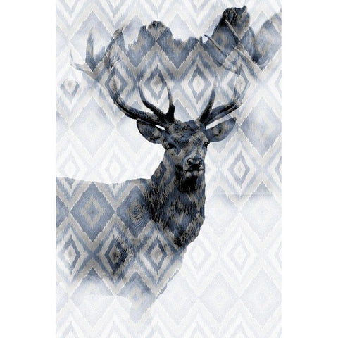 Ikat Deer White Modern Wood Framed Art Print by Allen, Kimberly