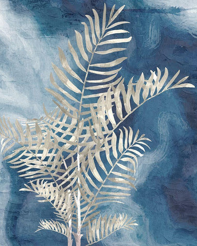 Palm Blues 1 White Modern Wood Framed Art Print with Double Matting by Allen, Kimberly