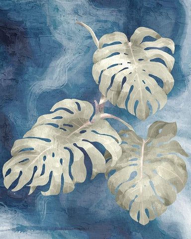Palm Blues 2 White Modern Wood Framed Art Print with Double Matting by Allen, Kimberly