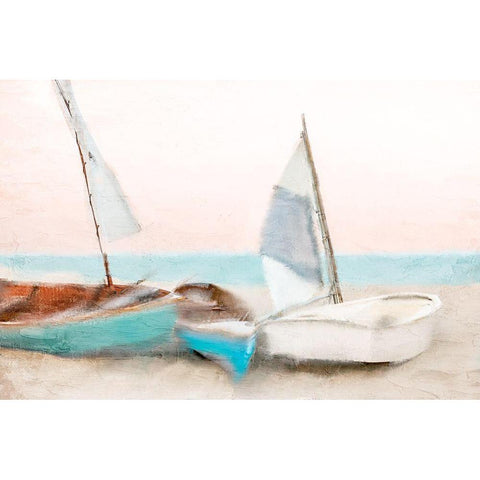 Shore Boats Black Modern Wood Framed Art Print with Double Matting by Allen, Kimberly