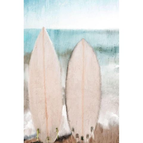 White Surfboards Black Modern Wood Framed Art Print with Double Matting by Allen, Kimberly