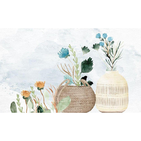 Flower Vases 2 Black Modern Wood Framed Art Print with Double Matting by Allen, Kimberly