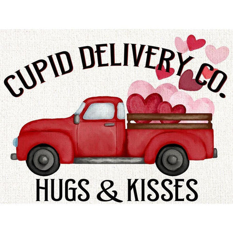 Cupid Delivery Black Modern Wood Framed Art Print with Double Matting by Allen, Kimberly