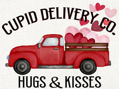 Cupid Delivery White Modern Wood Framed Art Print with Double Matting by Allen, Kimberly