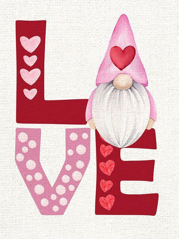 Gnome Love White Modern Wood Framed Art Print with Double Matting by Allen, Kimberly