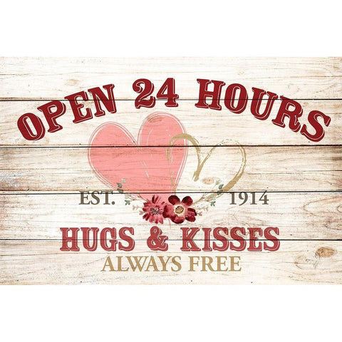 Open 24 Hours Gold Ornate Wood Framed Art Print with Double Matting by Allen, Kimberly