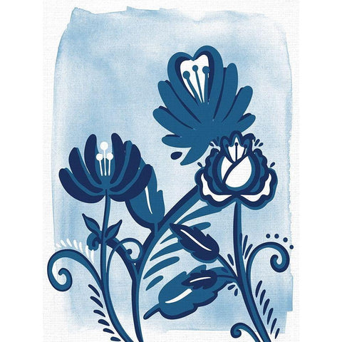 Folk Flower 1 Black Modern Wood Framed Art Print with Double Matting by Allen, Kimberly