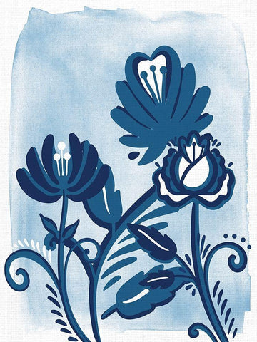 Folk Flower 1 Black Ornate Wood Framed Art Print with Double Matting by Allen, Kimberly