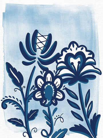 Folk Flower 2 White Modern Wood Framed Art Print with Double Matting by Allen, Kimberly