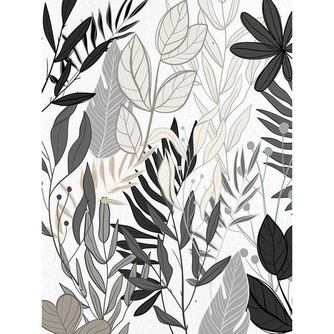 Leaf Collage 1 Black Modern Wood Framed Art Print with Double Matting by Allen, Kimberly