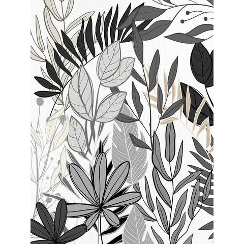 Leaf Collage 2 Black Modern Wood Framed Art Print with Double Matting by Allen, Kimberly