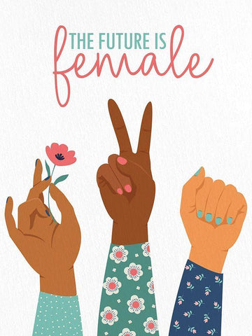 The Future is Female White Modern Wood Framed Art Print with Double Matting by Allen, Kimberly