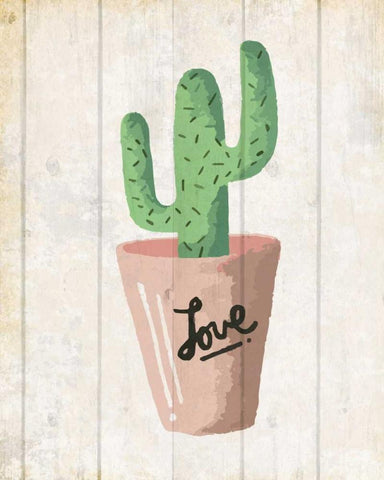 Love Cactus 1 White Modern Wood Framed Art Print with Double Matting by Allen, Kimberly