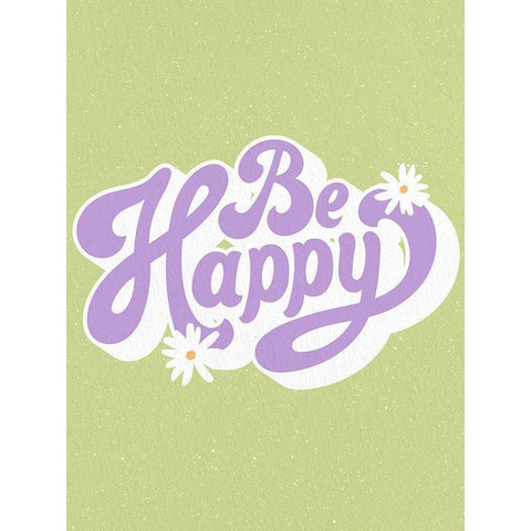 Be Happy Daisy Black Modern Wood Framed Art Print by Allen, Kimberly