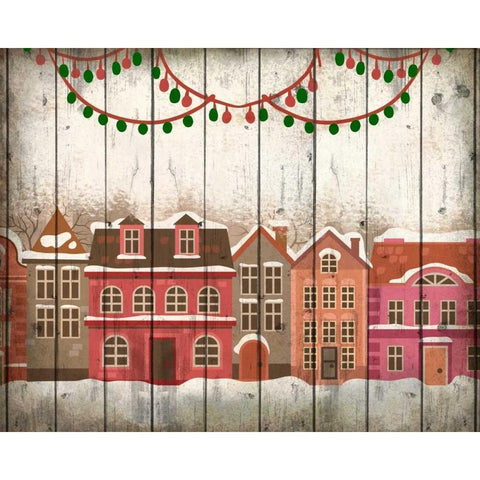 Christmas Village White Modern Wood Framed Art Print by Allen, Kimberly