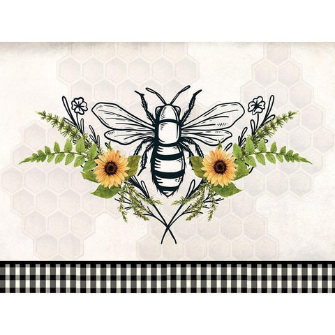 Bee Flower White Modern Wood Framed Art Print by Allen, Kimberly