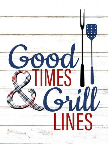 Good Times Grill Lines Black Ornate Wood Framed Art Print with Double Matting by Allen, Kimberly