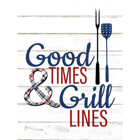 Good Times Grill Lines Black Modern Wood Framed Art Print with Double Matting by Allen, Kimberly