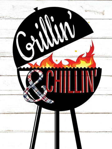 Grillin and Chillin Black Ornate Wood Framed Art Print with Double Matting by Allen, Kimberly