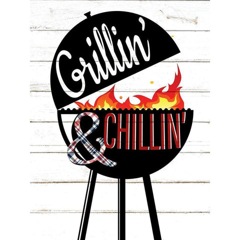 Grillin and Chillin Black Modern Wood Framed Art Print with Double Matting by Allen, Kimberly