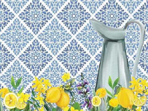 Lemon Tile 5 White Modern Wood Framed Art Print with Double Matting by Allen, Kimberly