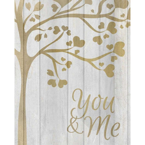 You and Me Hearts Gold Ornate Wood Framed Art Print with Double Matting by Allen, Kimberly