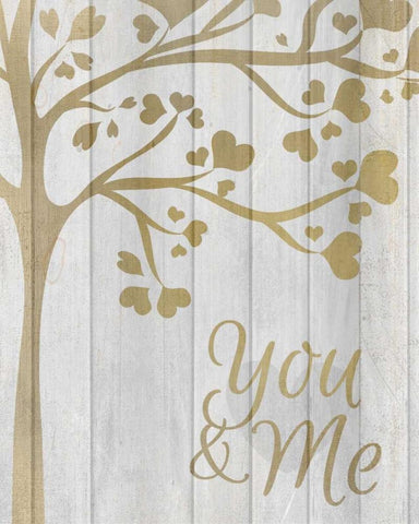 You and Me Hearts White Modern Wood Framed Art Print with Double Matting by Allen, Kimberly