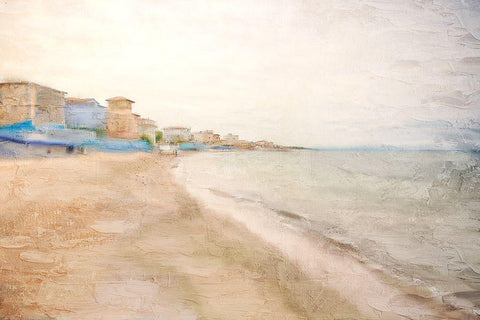 Sea Village White Modern Wood Framed Art Print with Double Matting by Allen, Kimberly